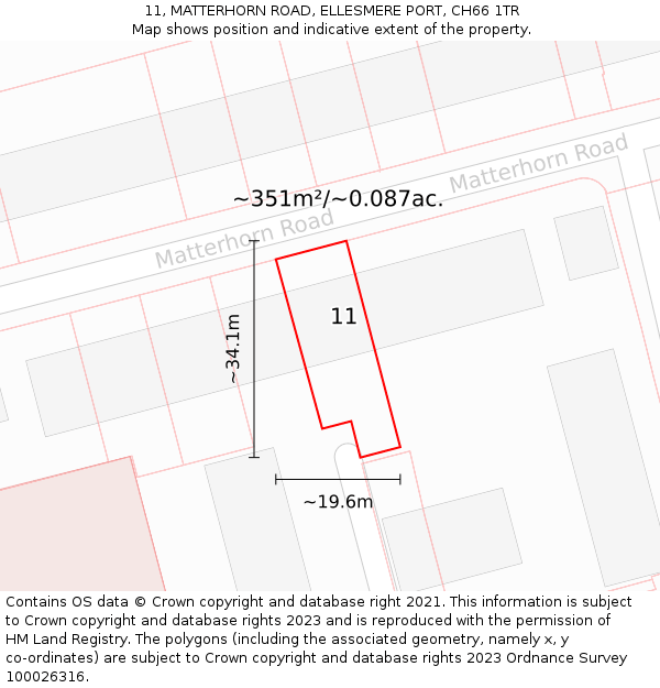 11, MATTERHORN ROAD, ELLESMERE PORT, CH66 1TR: Plot and title map