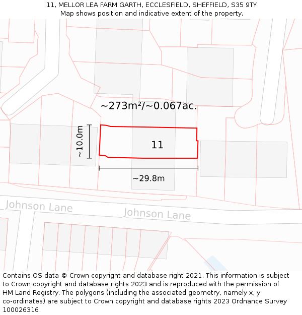 11, MELLOR LEA FARM GARTH, ECCLESFIELD, SHEFFIELD, S35 9TY: Plot and title map