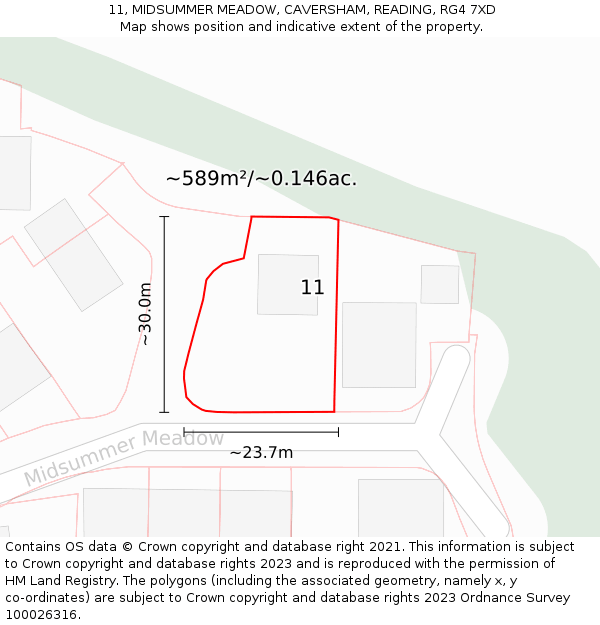 11, MIDSUMMER MEADOW, CAVERSHAM, READING, RG4 7XD: Plot and title map