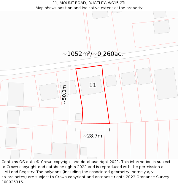 11, MOUNT ROAD, RUGELEY, WS15 2TL: Plot and title map