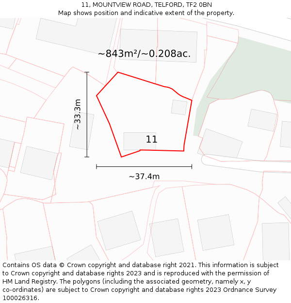 11, MOUNTVIEW ROAD, TELFORD, TF2 0BN: Plot and title map