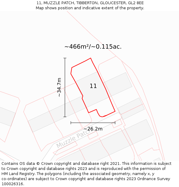 11, MUZZLE PATCH, TIBBERTON, GLOUCESTER, GL2 8EE: Plot and title map