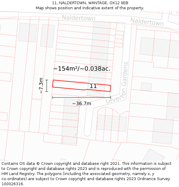 11, NALDERTOWN, WANTAGE, OX12 9EB: Plot and title map