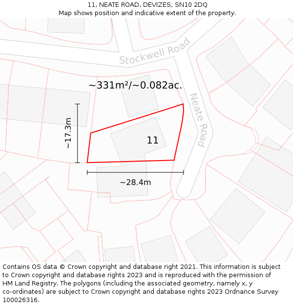 11, NEATE ROAD, DEVIZES, SN10 2DQ: Plot and title map