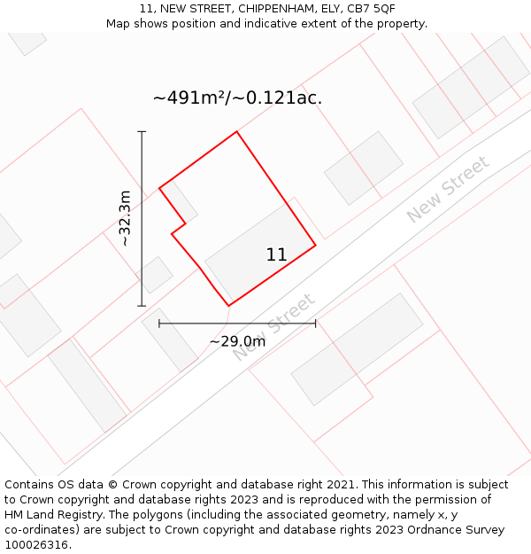 11, NEW STREET, CHIPPENHAM, ELY, CB7 5QF: Plot and title map