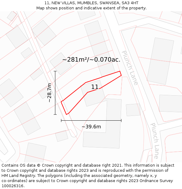 11, NEW VILLAS, MUMBLES, SWANSEA, SA3 4HT: Plot and title map