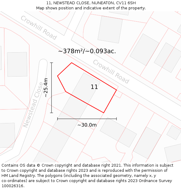 11, NEWSTEAD CLOSE, NUNEATON, CV11 6SH: Plot and title map