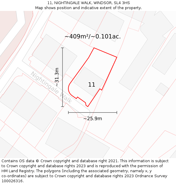 11, NIGHTINGALE WALK, WINDSOR, SL4 3HS: Plot and title map
