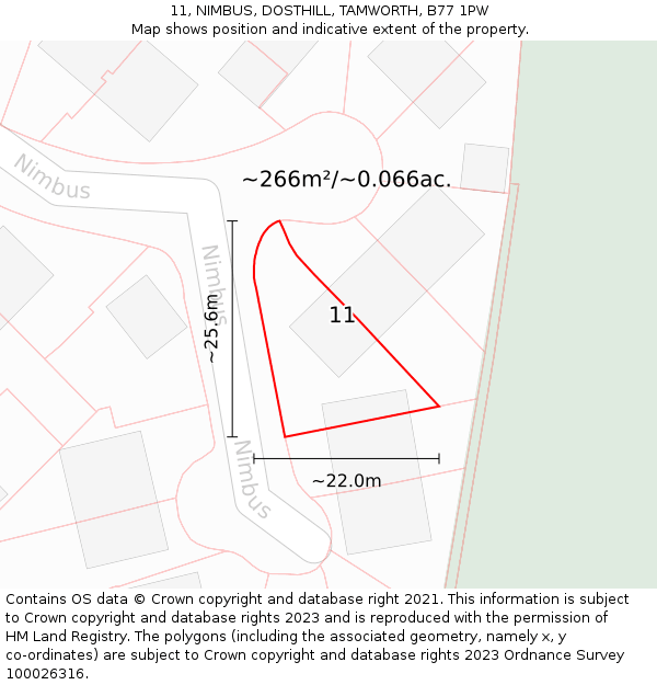 11, NIMBUS, DOSTHILL, TAMWORTH, B77 1PW: Plot and title map