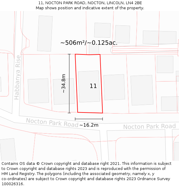 11, NOCTON PARK ROAD, NOCTON, LINCOLN, LN4 2BE: Plot and title map