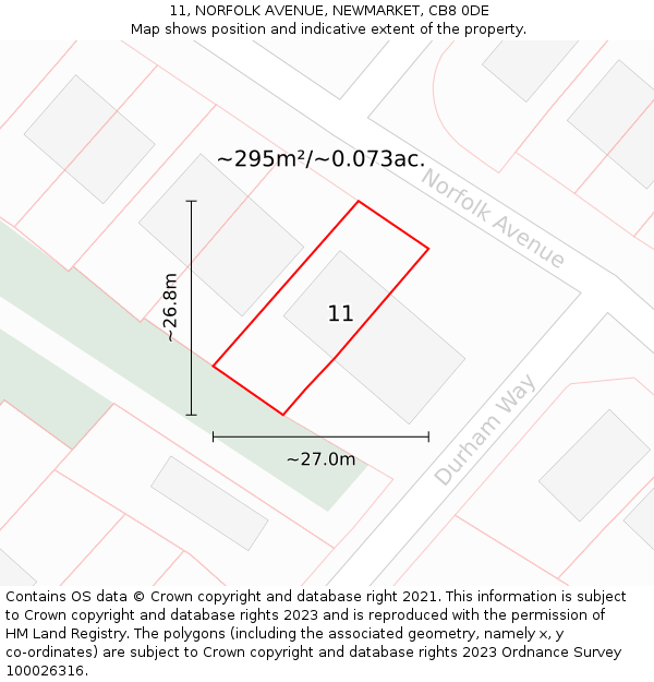11, NORFOLK AVENUE, NEWMARKET, CB8 0DE: Plot and title map
