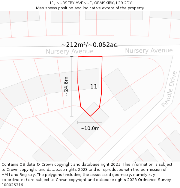 11, NURSERY AVENUE, ORMSKIRK, L39 2DY: Plot and title map