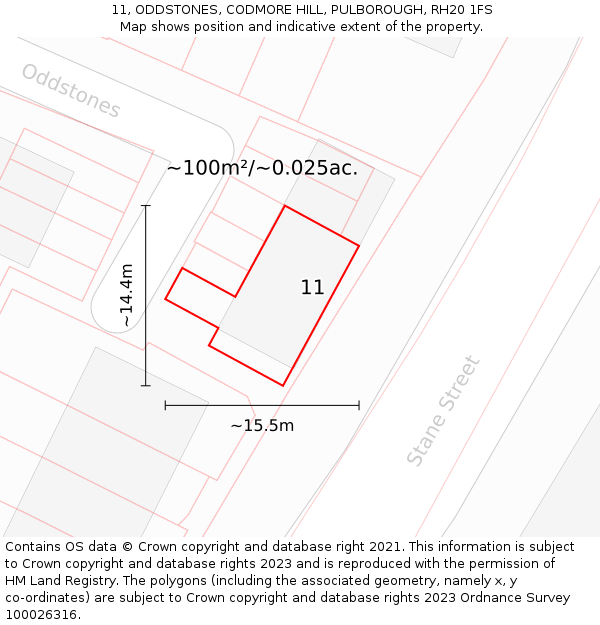 11, ODDSTONES, CODMORE HILL, PULBOROUGH, RH20 1FS: Plot and title map