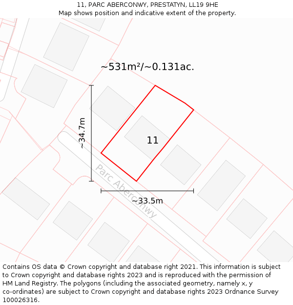 11, PARC ABERCONWY, PRESTATYN, LL19 9HE: Plot and title map