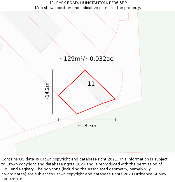 11, PARK ROAD, HUNSTANTON, PE36 5BP: Plot and title map