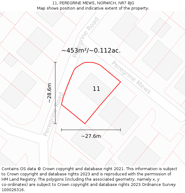 11, PEREGRINE MEWS, NORWICH, NR7 8JG: Plot and title map