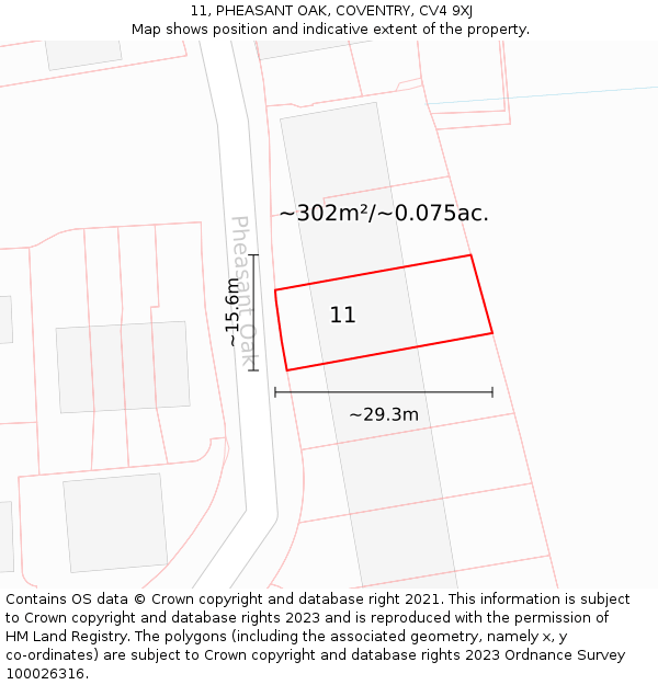 11, PHEASANT OAK, COVENTRY, CV4 9XJ: Plot and title map