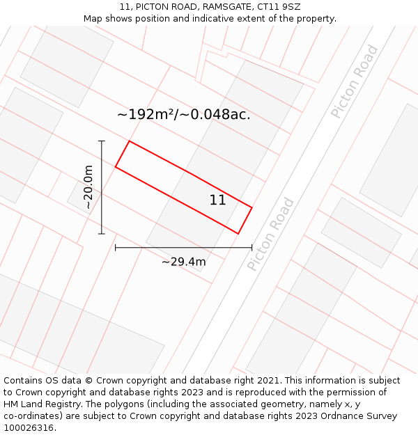11, PICTON ROAD, RAMSGATE, CT11 9SZ: Plot and title map