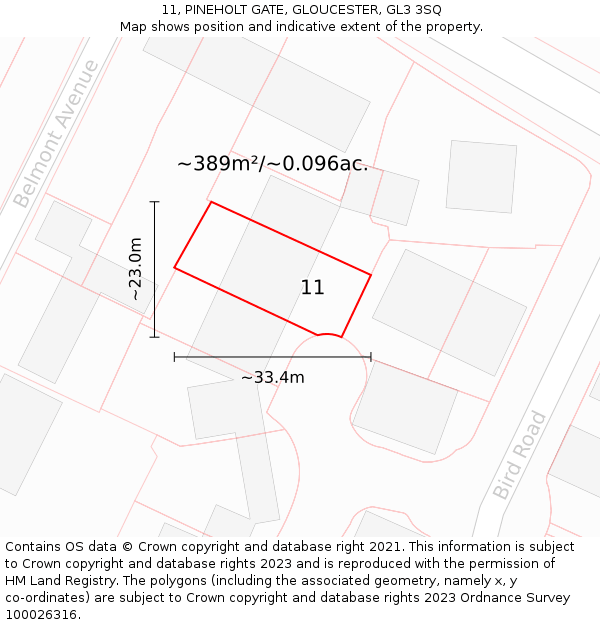 11, PINEHOLT GATE, GLOUCESTER, GL3 3SQ: Plot and title map