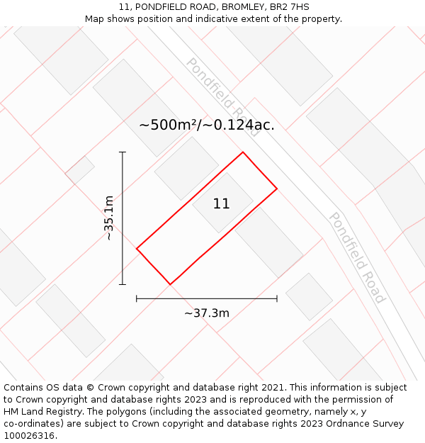 11, PONDFIELD ROAD, BROMLEY, BR2 7HS: Plot and title map