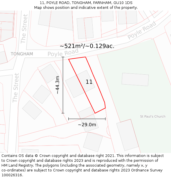 11, POYLE ROAD, TONGHAM, FARNHAM, GU10 1DS: Plot and title map