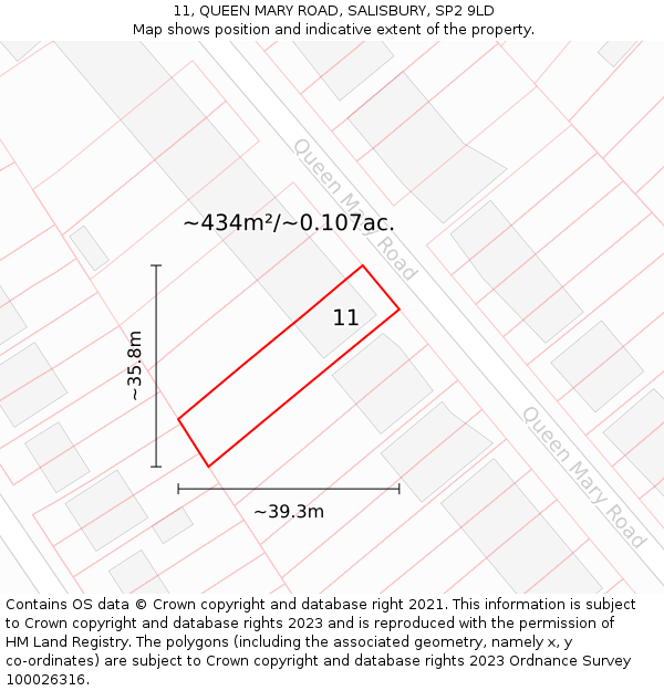 11, QUEEN MARY ROAD, SALISBURY, SP2 9LD: Plot and title map