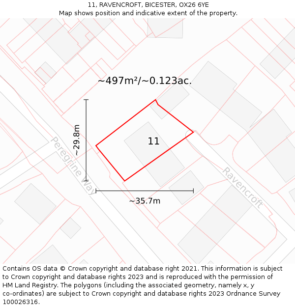 11, RAVENCROFT, BICESTER, OX26 6YE: Plot and title map