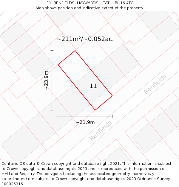 11, RENFIELDS, HAYWARDS HEATH, RH16 4TG: Plot and title map