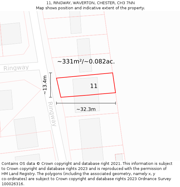 11, RINGWAY, WAVERTON, CHESTER, CH3 7NN: Plot and title map
