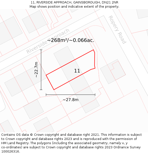 11, RIVERSIDE APPROACH, GAINSBOROUGH, DN21 2NR: Plot and title map
