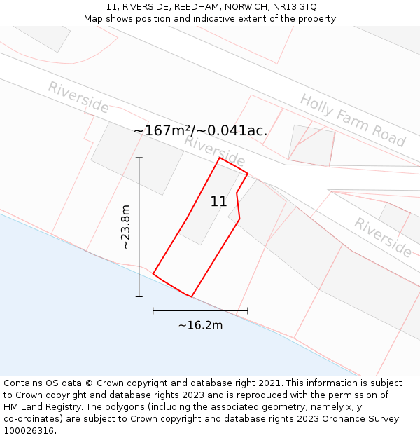 11, RIVERSIDE, REEDHAM, NORWICH, NR13 3TQ: Plot and title map