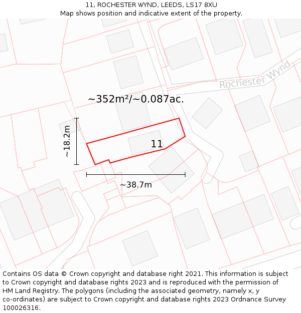 11, ROCHESTER WYND, LEEDS, LS17 8XU: Plot and title map