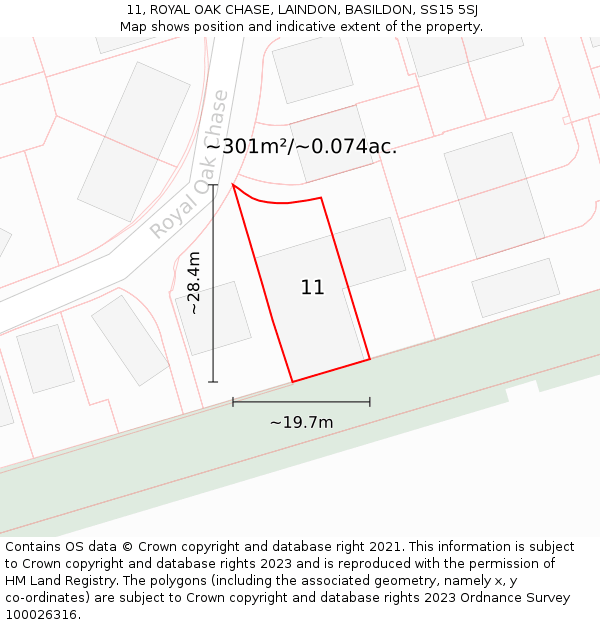 11, ROYAL OAK CHASE, LAINDON, BASILDON, SS15 5SJ: Plot and title map