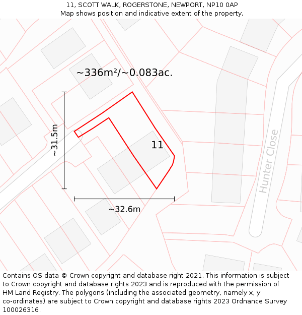 11, SCOTT WALK, ROGERSTONE, NEWPORT, NP10 0AP: Plot and title map