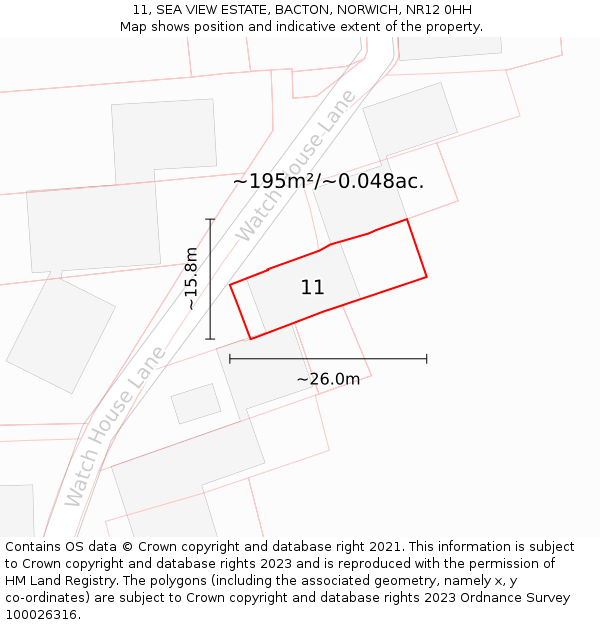 11, SEA VIEW ESTATE, BACTON, NORWICH, NR12 0HH: Plot and title map