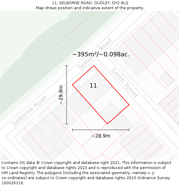 11, SELBORNE ROAD, DUDLEY, DY2 8LQ: Plot and title map