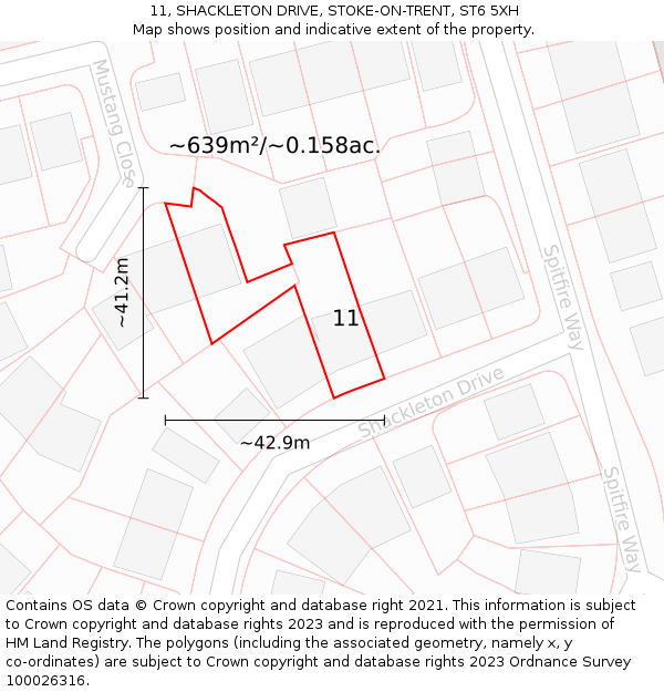 11, SHACKLETON DRIVE, STOKE-ON-TRENT, ST6 5XH: Plot and title map
