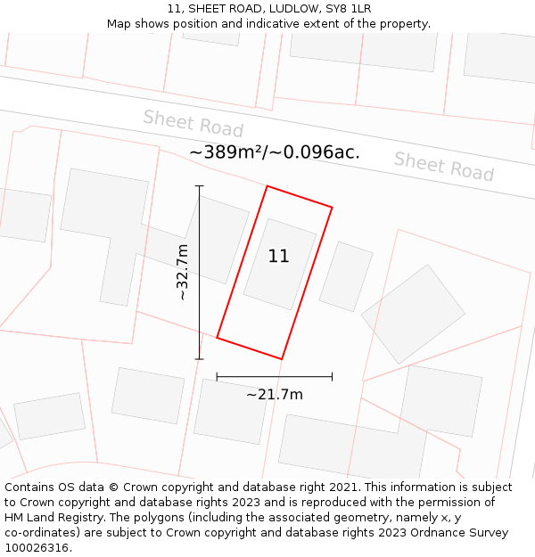 11, SHEET ROAD, LUDLOW, SY8 1LR: Plot and title map