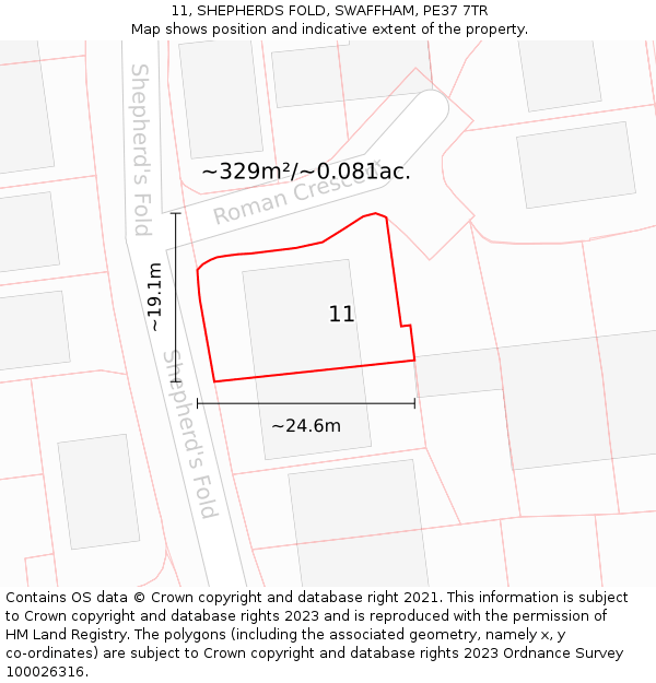 11, SHEPHERDS FOLD, SWAFFHAM, PE37 7TR: Plot and title map