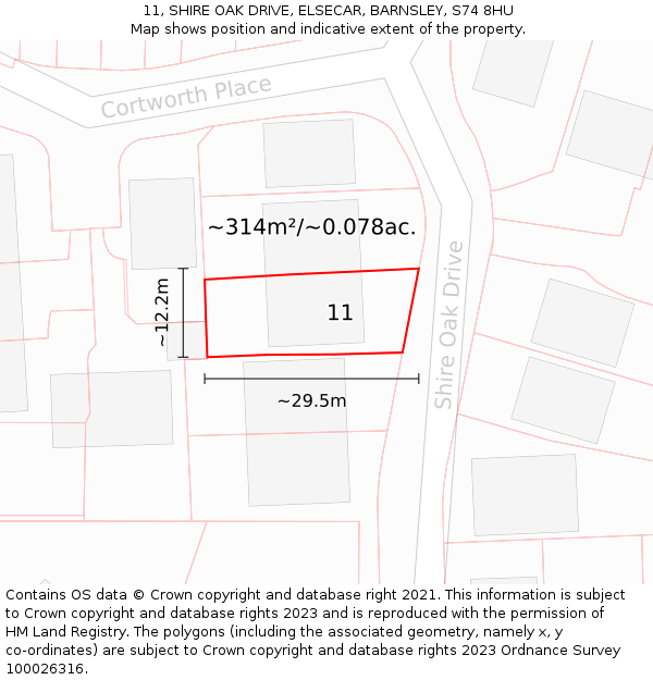 11, SHIRE OAK DRIVE, ELSECAR, BARNSLEY, S74 8HU: Plot and title map