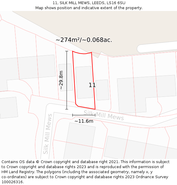 11, SILK MILL MEWS, LEEDS, LS16 6SU: Plot and title map