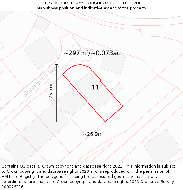 11, SILVERBIRCH WAY, LOUGHBOROUGH, LE11 2DH: Plot and title map