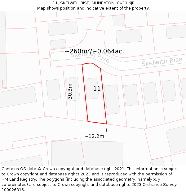 11, SKELWITH RISE, NUNEATON, CV11 6JP: Plot and title map