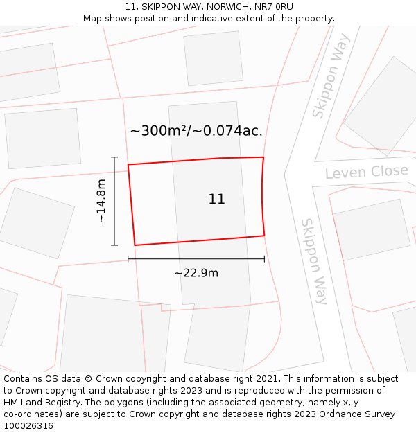 11, SKIPPON WAY, NORWICH, NR7 0RU: Plot and title map