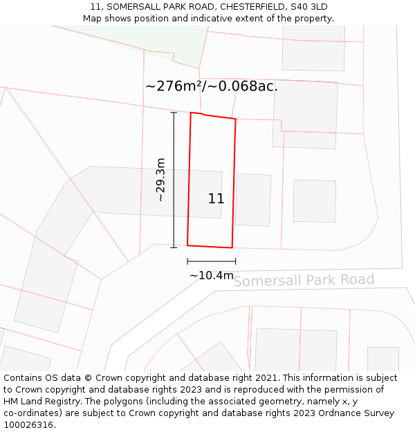 11, SOMERSALL PARK ROAD, CHESTERFIELD, S40 3LD: Plot and title map