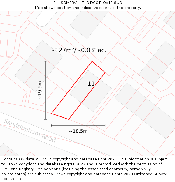 11, SOMERVILLE, DIDCOT, OX11 8UD: Plot and title map