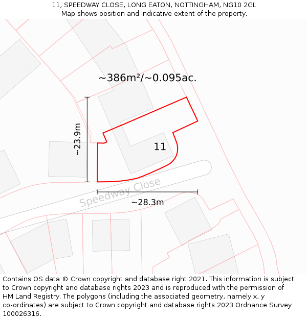 11, SPEEDWAY CLOSE, LONG EATON, NOTTINGHAM, NG10 2GL: Plot and title map