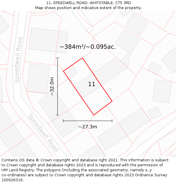 11, SPEEDWELL ROAD, WHITSTABLE, CT5 3RD: Plot and title map