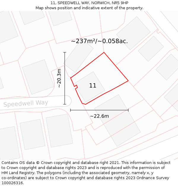 11, SPEEDWELL WAY, NORWICH, NR5 9HP: Plot and title map