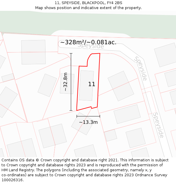 11, SPEYSIDE, BLACKPOOL, FY4 2BS: Plot and title map